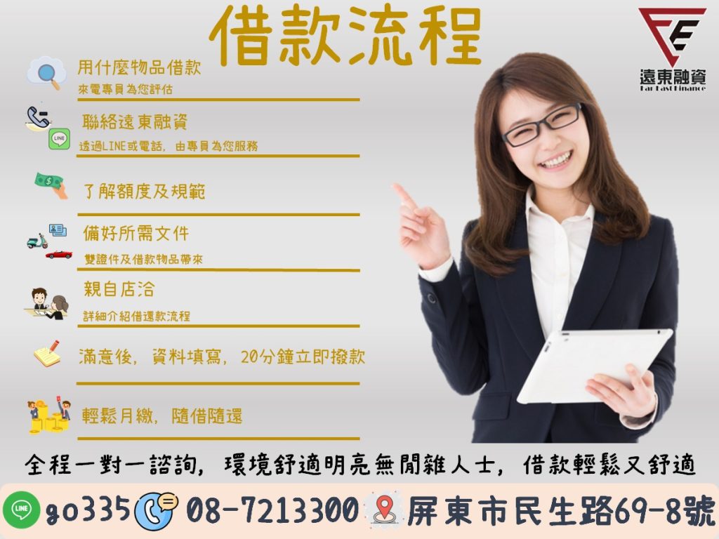 當舖借款手續 流程說明,屏東遠東當舖提供快速安全的借款服務
